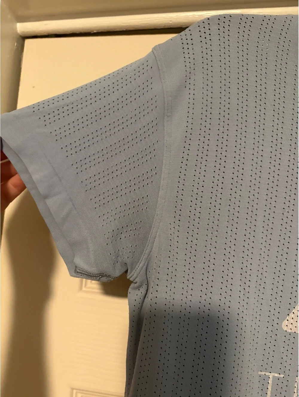 Lululemon x THREE15 Studio Perforated Training Crop Top Med Blue Performance